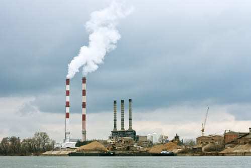 Pollution smoke from factory chimneys