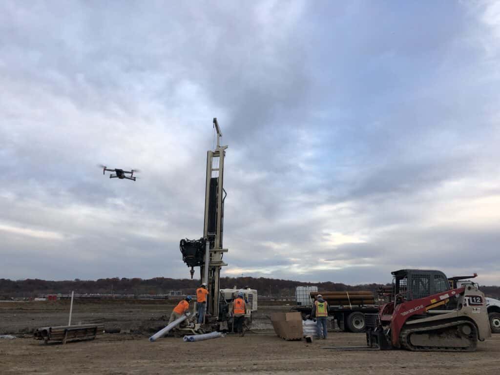 Drone Monitoring a Drilling Site