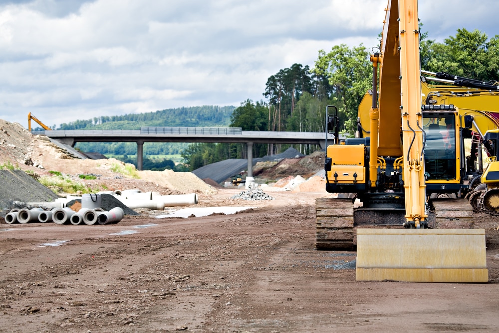 Construction vehicle at construction site